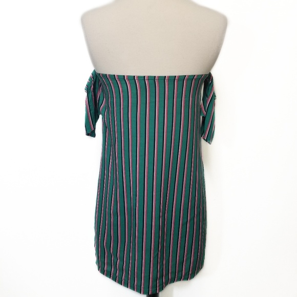 PRETTY LITTLE THING Green Bardot Smock Dress 0 - Picture 5 of 8